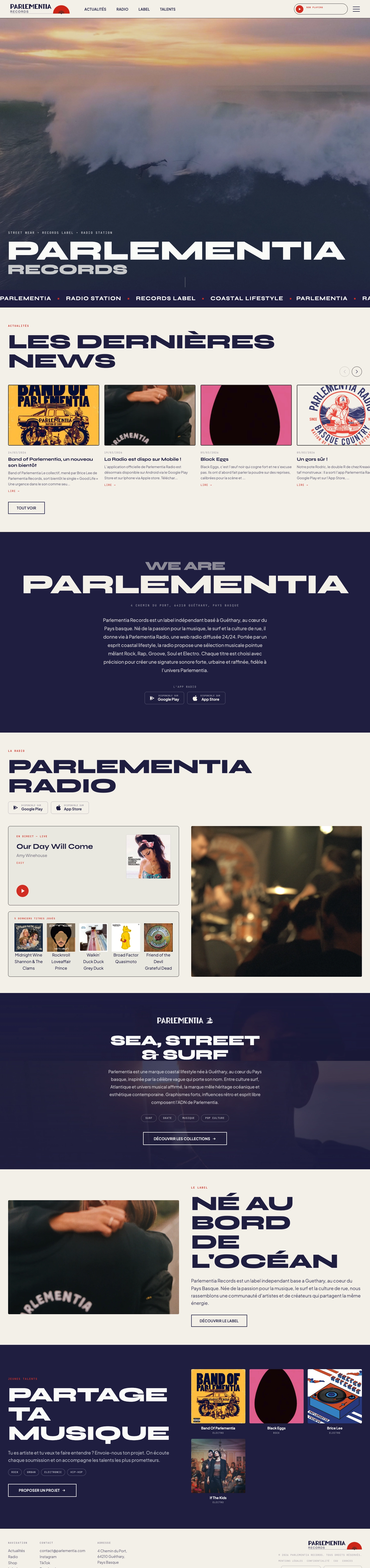 Refonte Parlementia Records — site web réalisé par Kreaxion