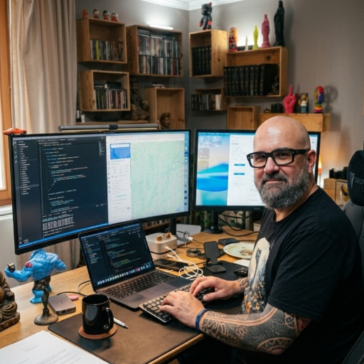 Rodric Rambosson, développeur web Kreaxion, dans son bureau en Haute-Savoie